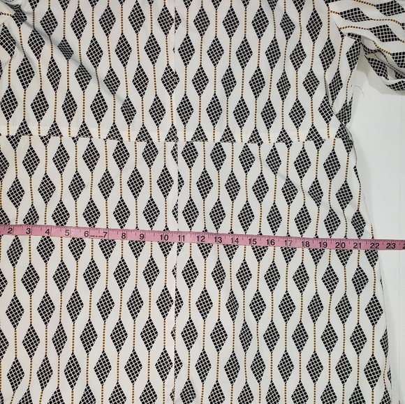 Relativity Geometric Diamond Argyle Print Rain Coat Sz Large Pockets Long Jacket - Picture 13 of 13